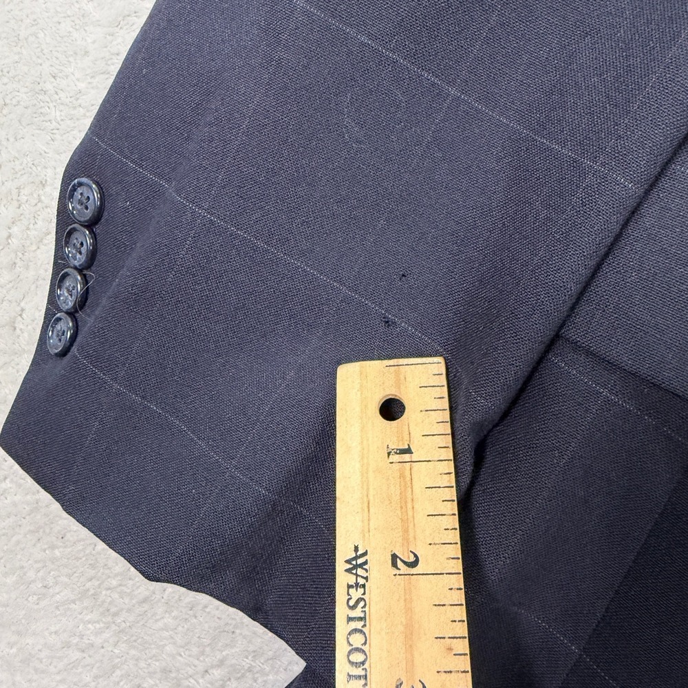 Vintage Brooks Brothers Mens 46L Blazer Sport Coat Navy Blue Windowpane Wool USA - Picture 5 of 12